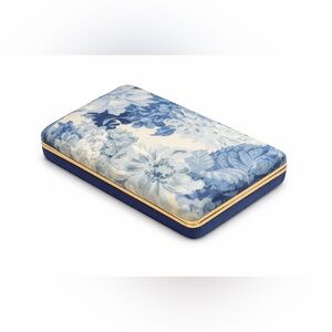 Vintage Blue Floral Jewelry Travel Case / Organizer with Mirror